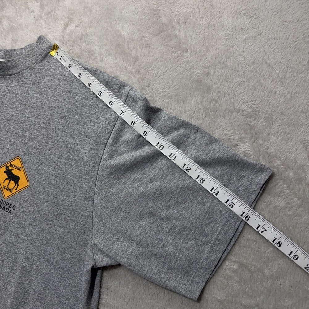 Vintage Moose Crossing Shirt Large Gray Canada Winnipeg Graphic Animal Tee 90s - Picture 11 of 13